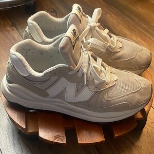 New Balance Beige and White Sneakers
